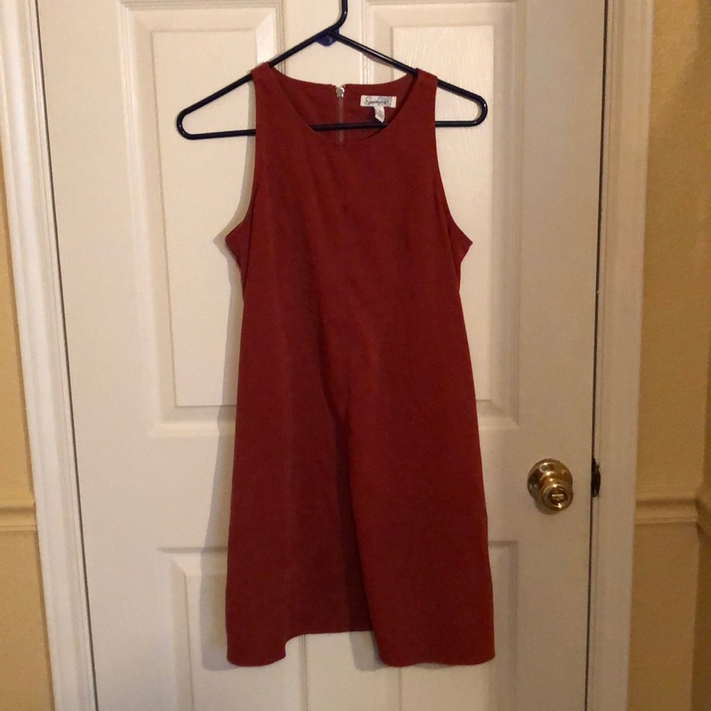 Burnt orange fall dress.